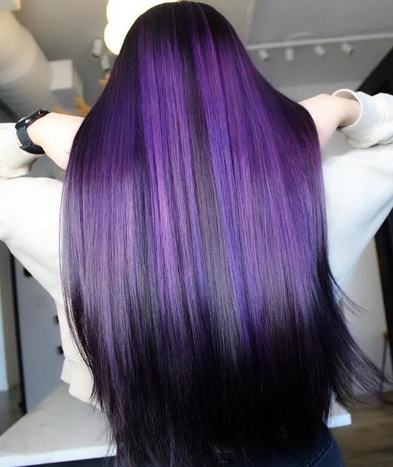 Black and Purple Straight Hair