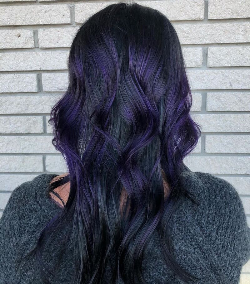 Black and Purple Wavy Hair