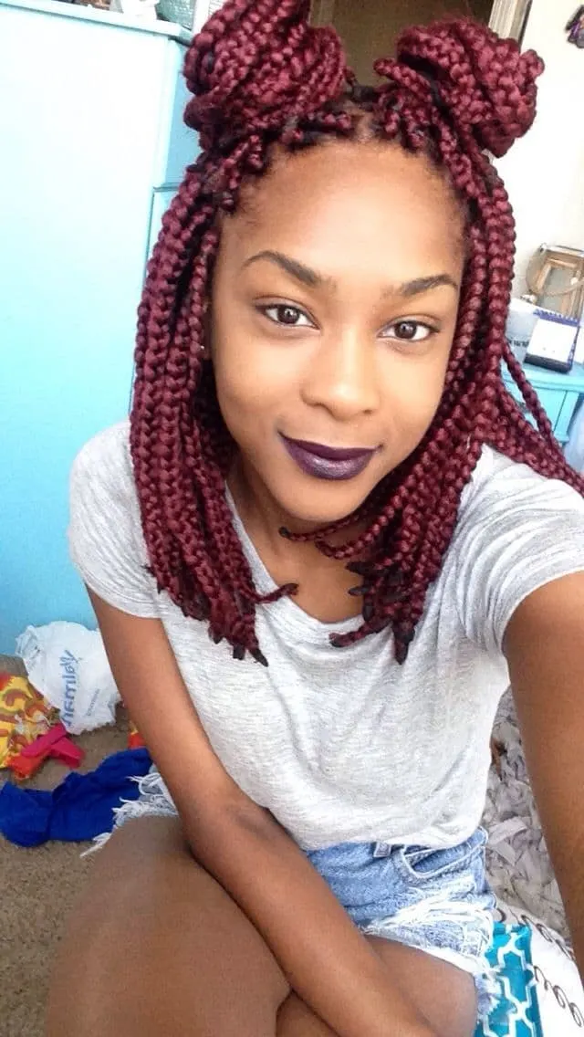 Red Bob Box Braid hairstyle