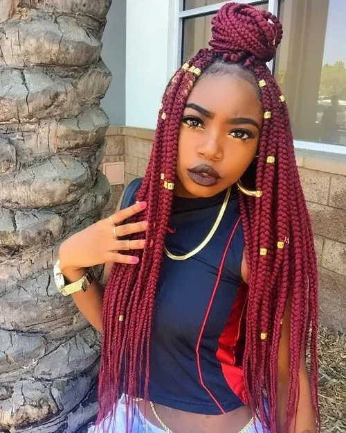 box braids with color in the front