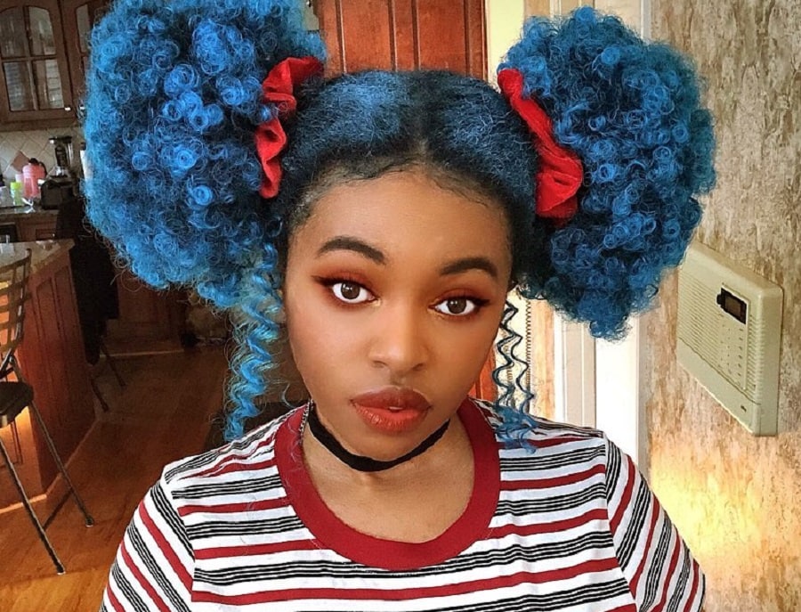 Blue Afro Puff for Black Girls