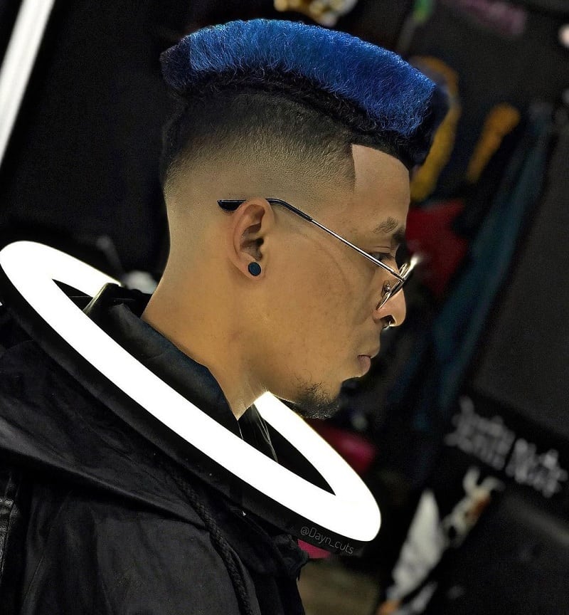 Blue Flat Top with Drop Fade