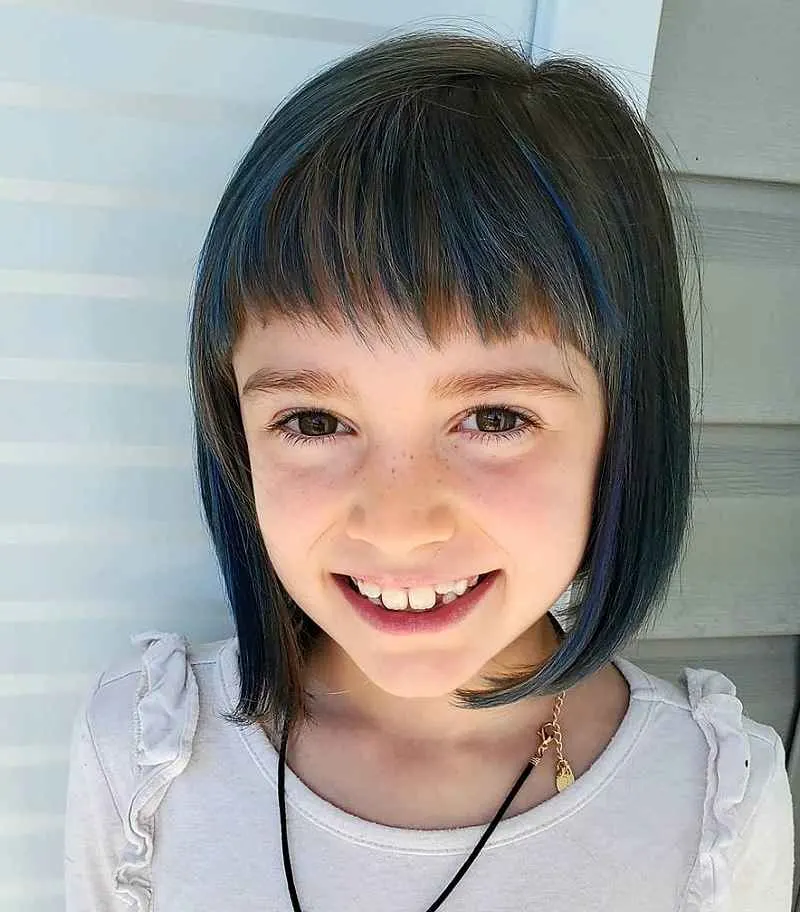 Blue Highlights for Little Girls with Short Hair