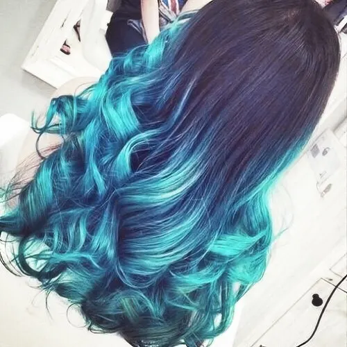 Blue Ombre curly Hair style for girl