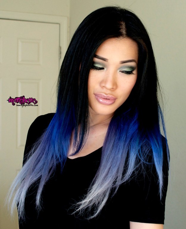 black and dark blue ombre hair