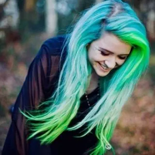 blue plus green hair
