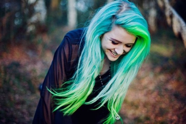 Blue with green hair color idea for women