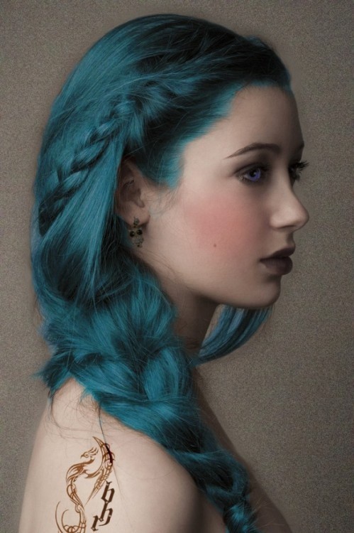 Turquoise Blue with green hair color for girl