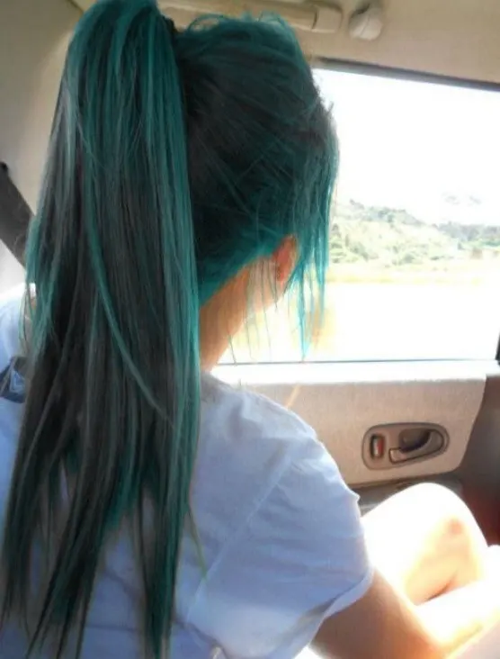 Black and green hair color for girl