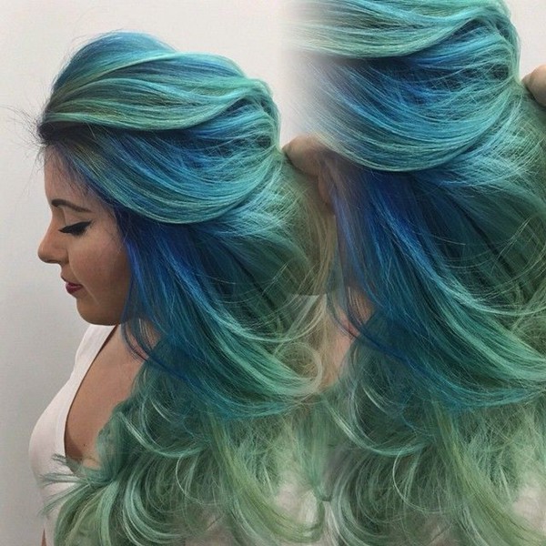 Blue with spring green locks hairstyle for girl