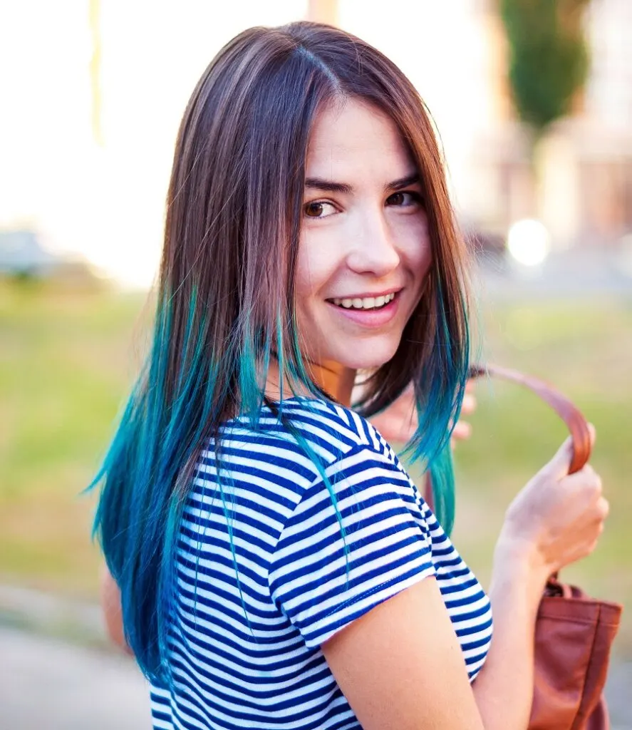 Blue ombre on brown hair
