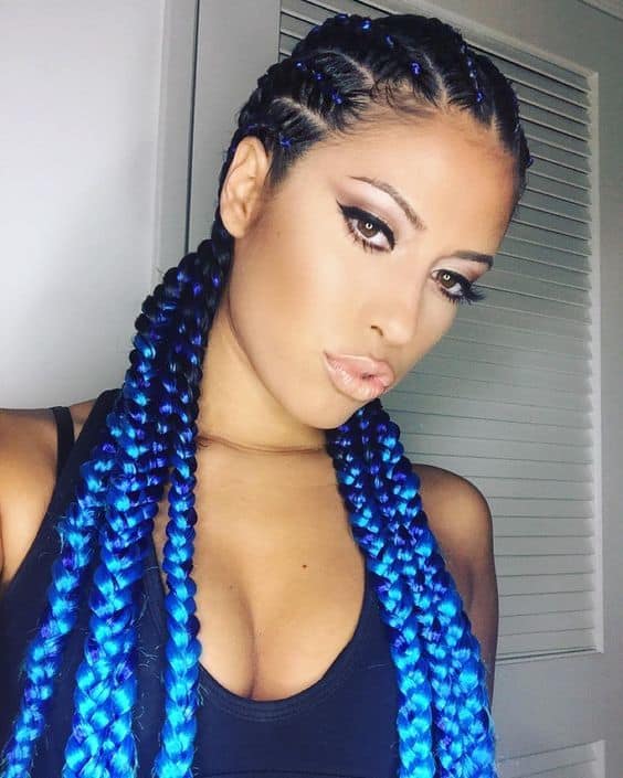 Blue color Ombre hairstyle for girl 