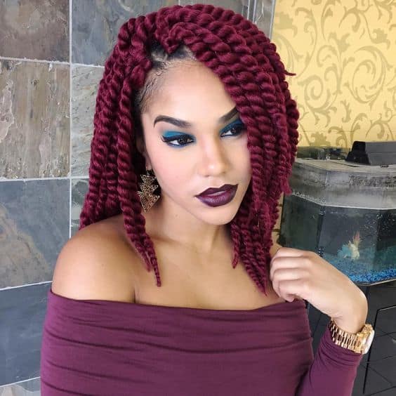  red color Bordeaux Bobhairstyle for women 