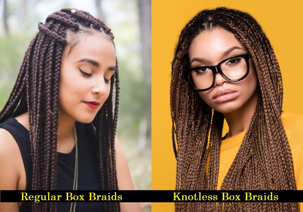 Box braids vs. knotless braids