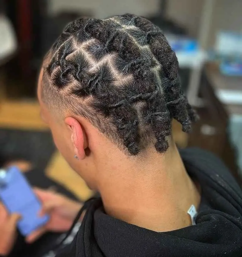 Braided Dreads with Low Taper Fade