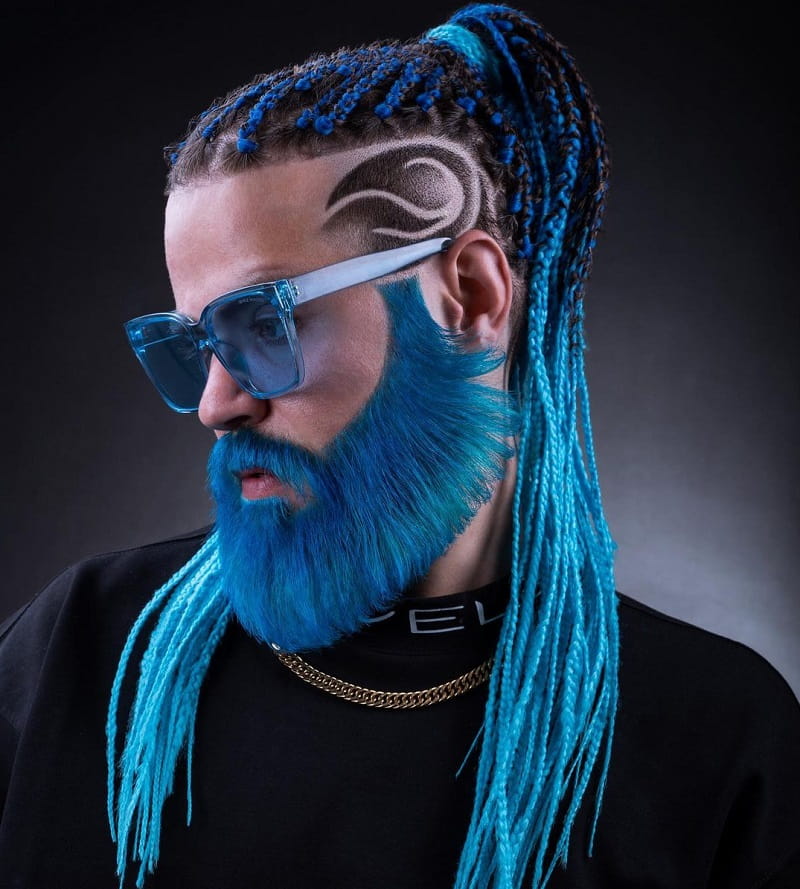 Braided Long Ponytail with Undercut for Men