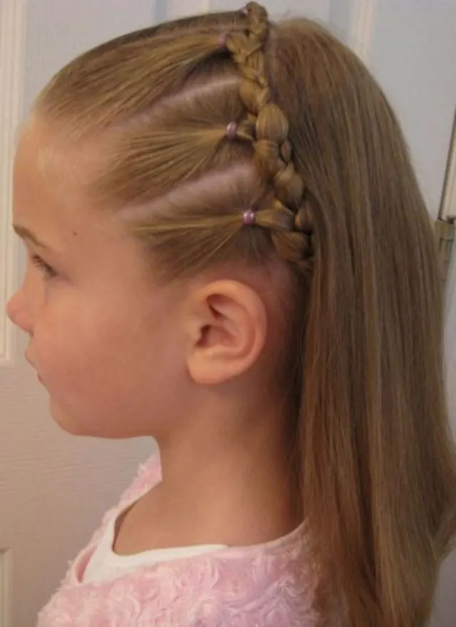 Sleek hair braided hairstyle for cute little kids