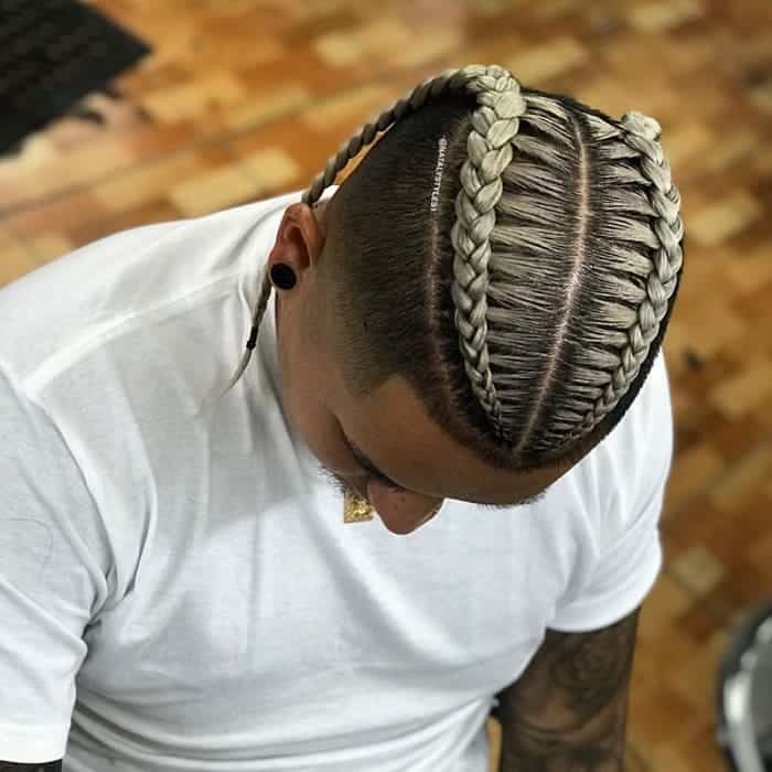 braids with blonde highlights for men