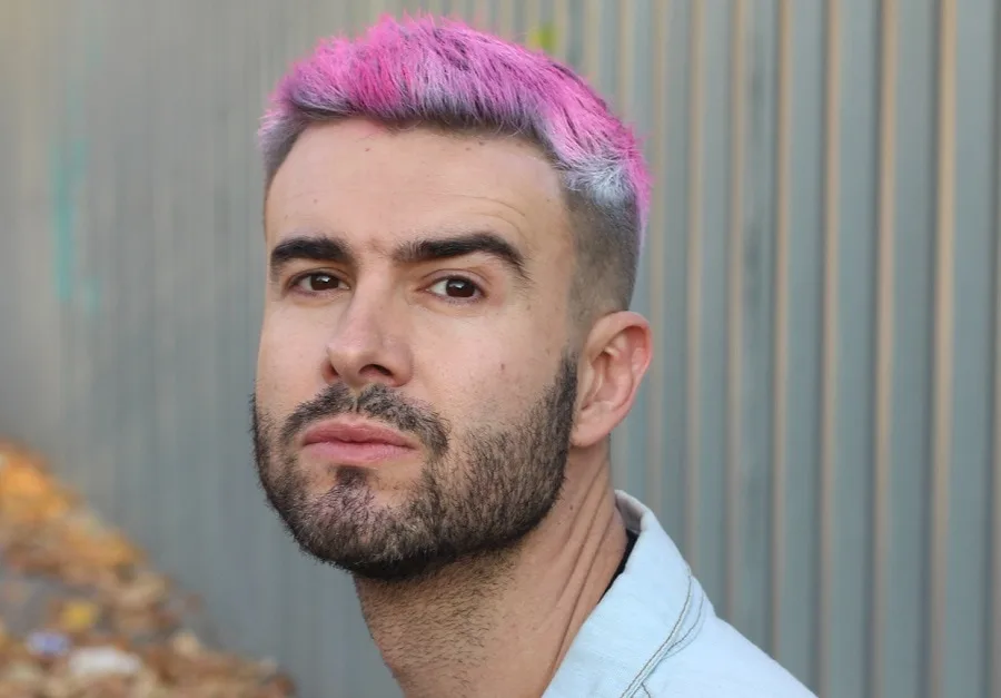 British haircut with colored hair