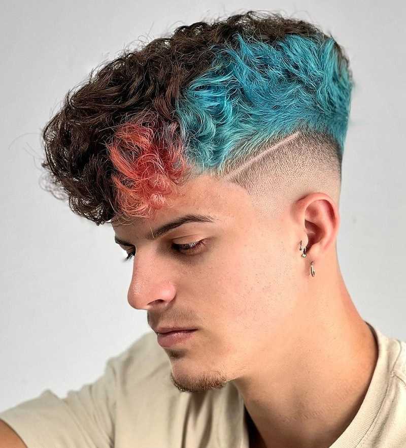 Brown Curly Tops for Men with Two-Toned Highlights
