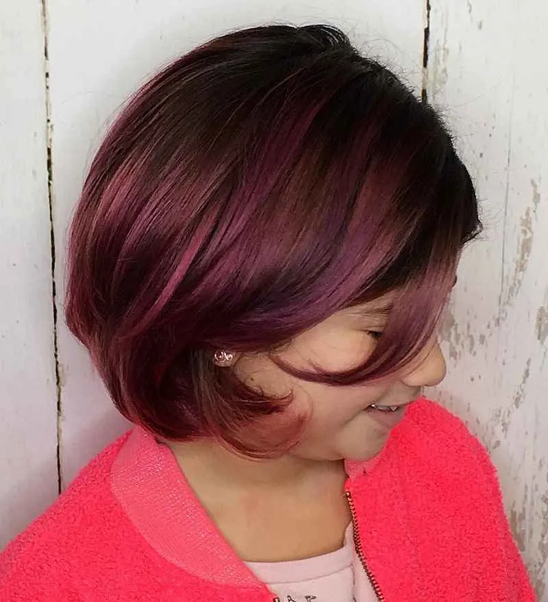 Brown Hair with Maroon Highlights for Little Girls