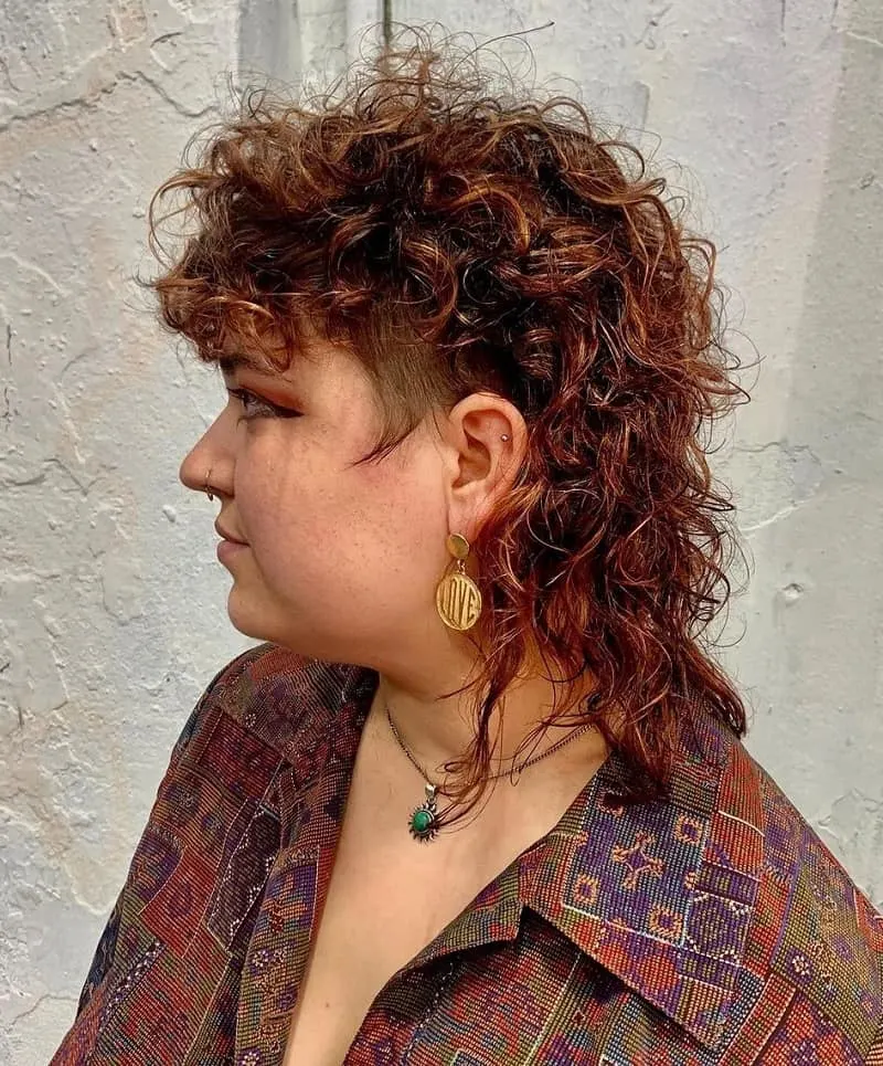 Burgundy Curly Mullet for Women