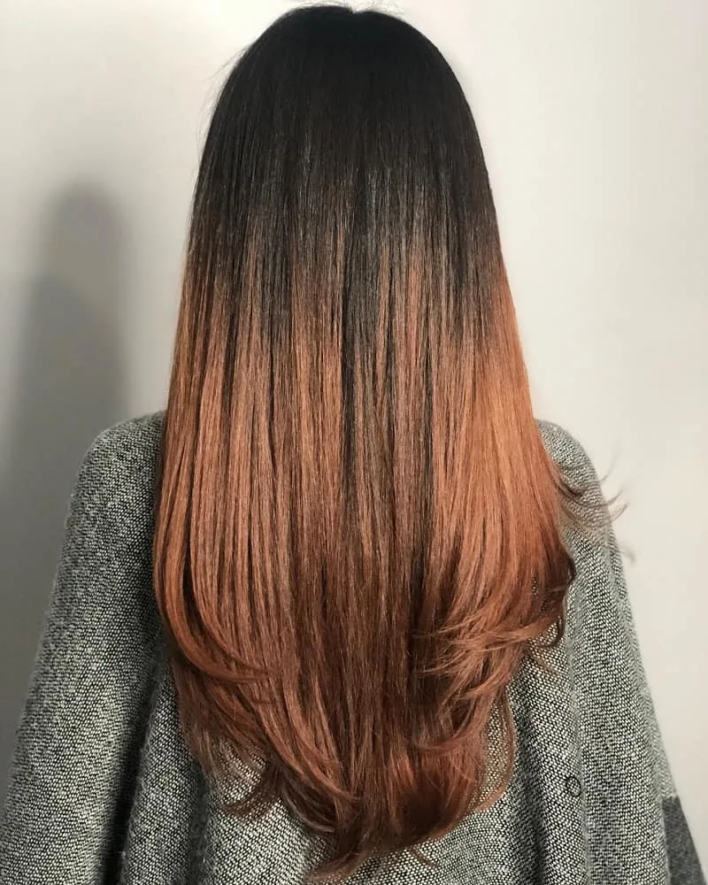 Caramel Ombre Hair with V shape Cut