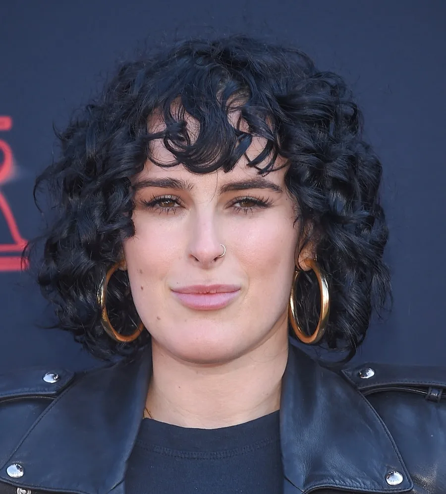 Celeb Rumer Willis with Curly Bangs