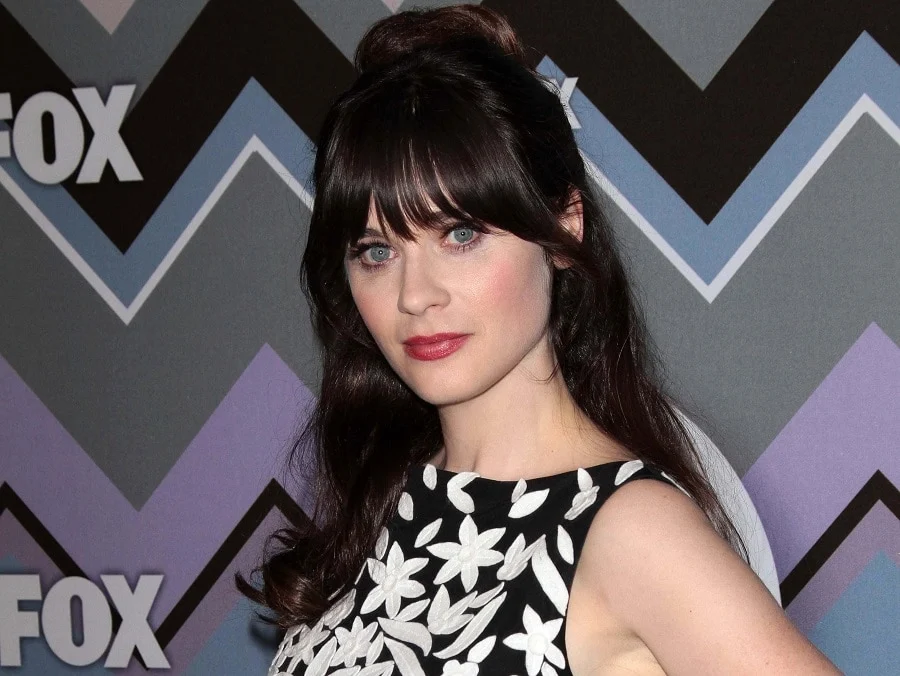 Celeb Zooey Deschanel with Full Bangs