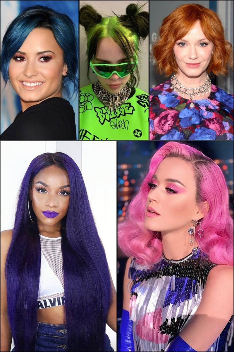 Iconic Celebrities With Different Shades of Blue, Green, Red, Purple and Pink Hair