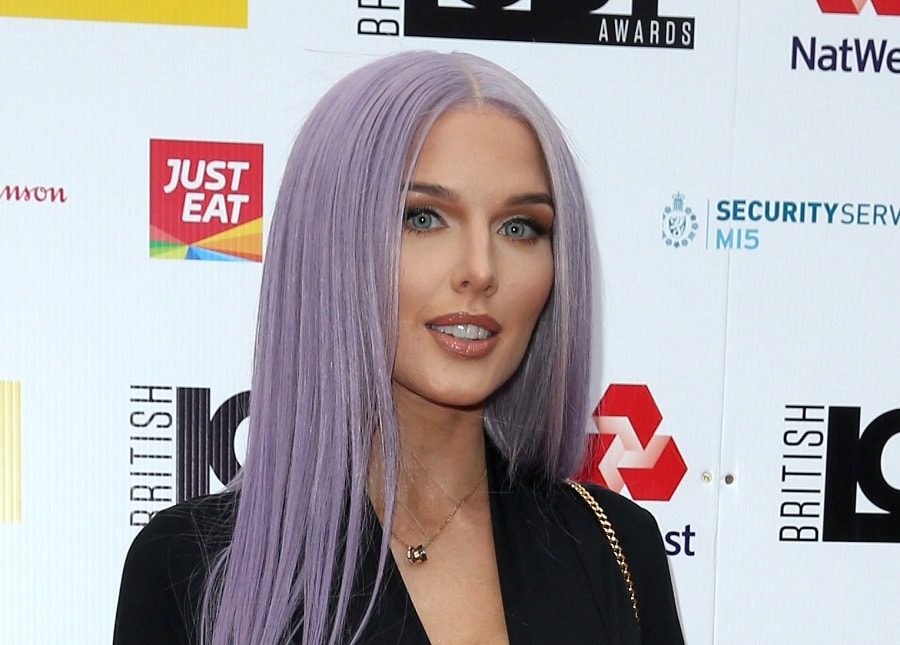 The famous Helen Flanagan with purple hair