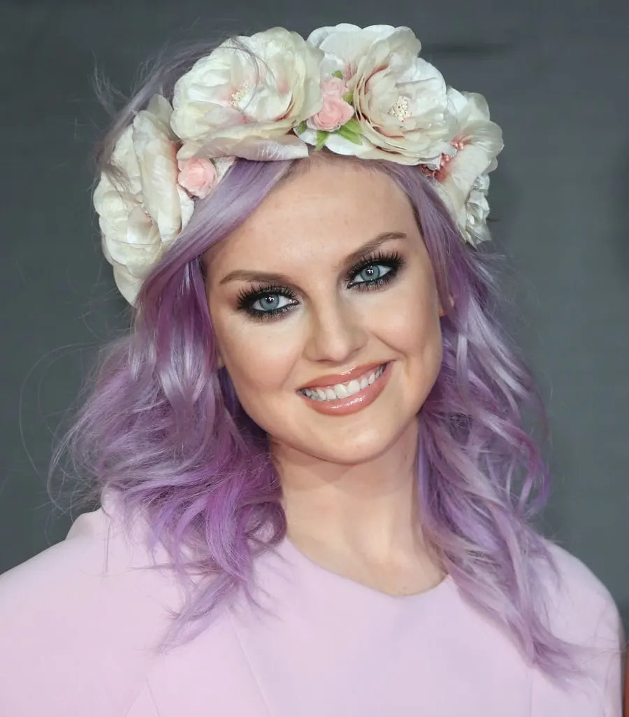 Celebrity Perrie Edwards with Purple Hair