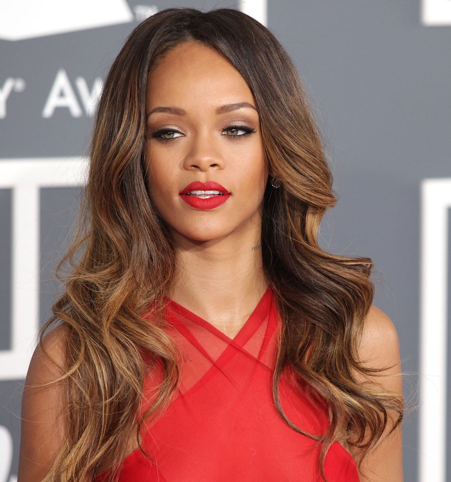 Celebrity Rihanna With Color Melt Hair