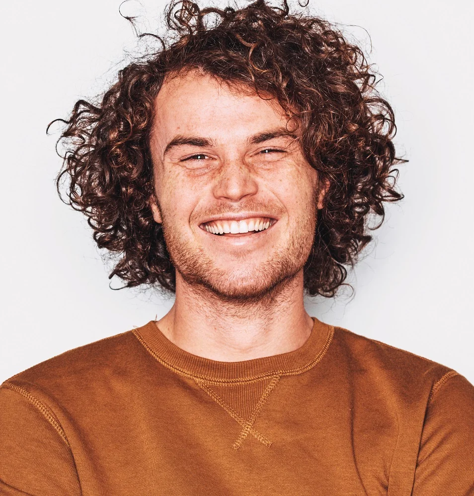 Chin-Length Curly Haircut for Men