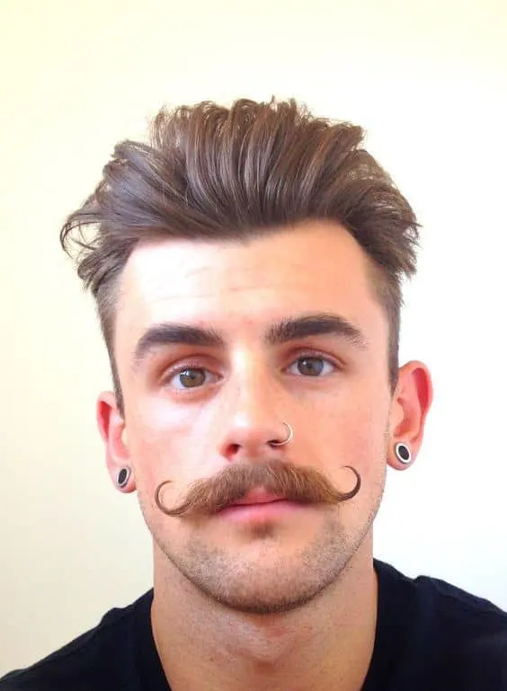 Classical Handlebar mustache with spike hair