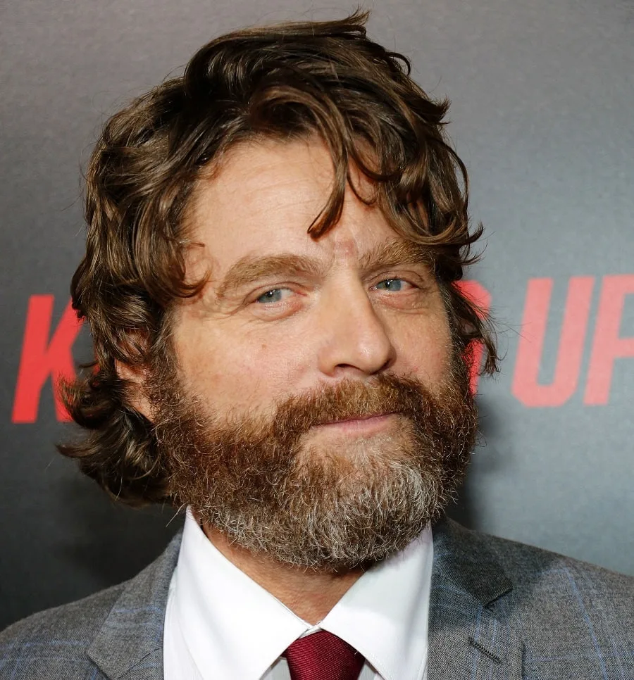 Comedian Zach Galifianakis With Curly Hair