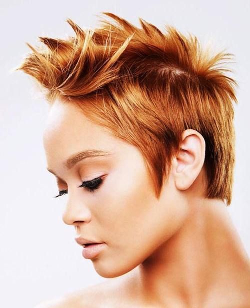 Copper Spike Short Red Hairstyle for girl