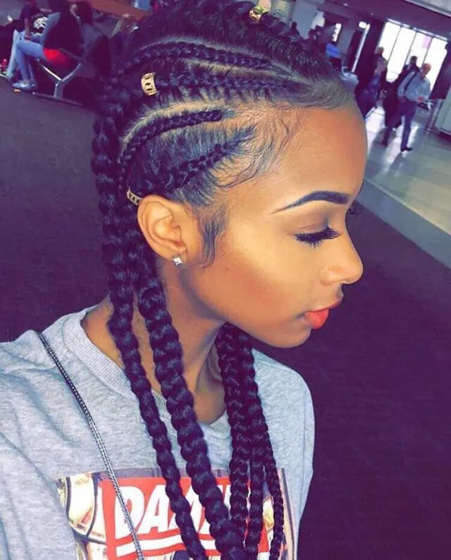 Cornrow Braids mix hair for teen age girl