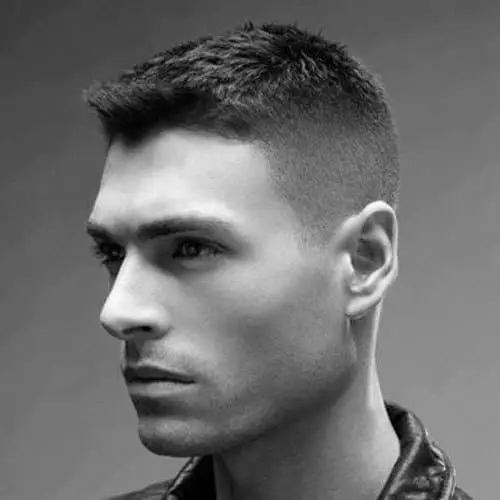  army Crew haircut with a side brush