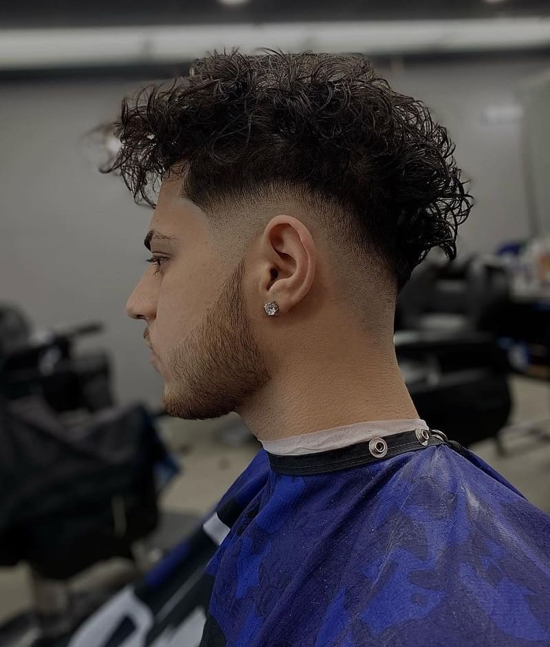 Curly Fringe with Drop Fade