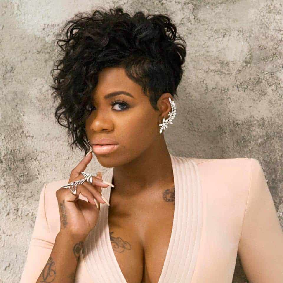black women Side Swept Cut Curly Hairstyle