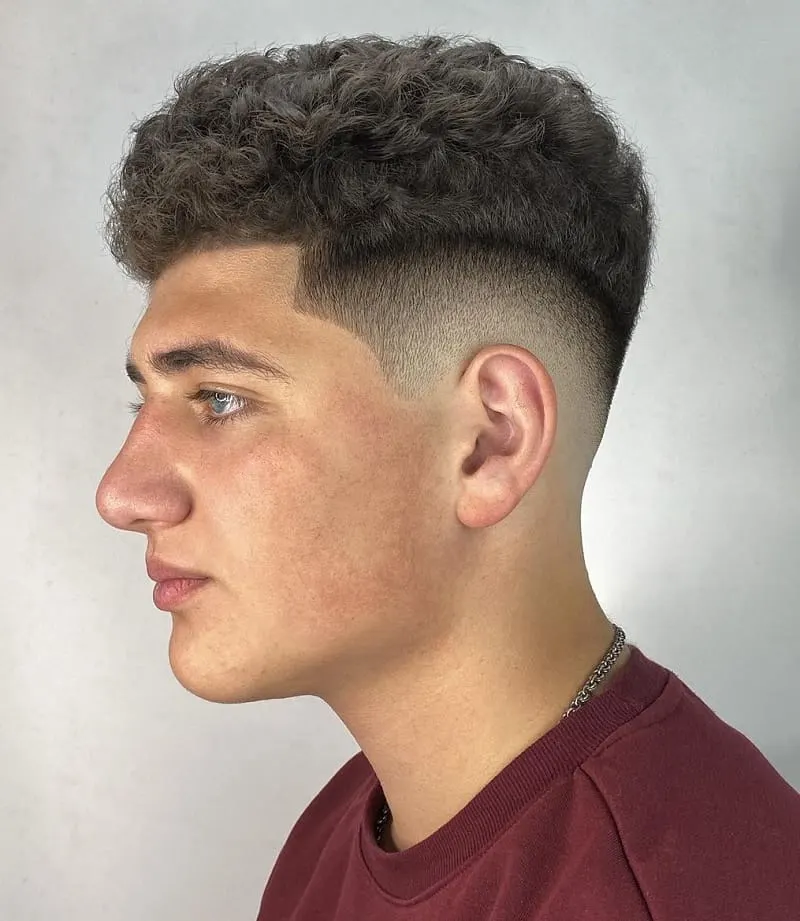 Curly Top with Drop Fade