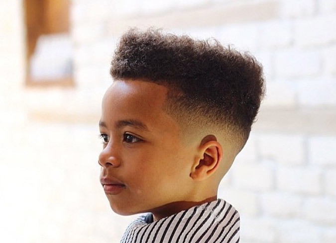 Adorable afro flat hairstyle for little black boy 