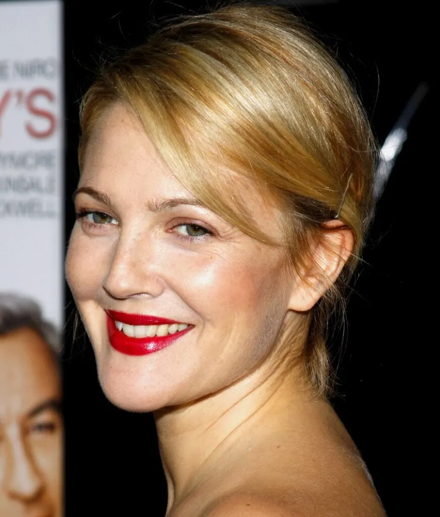 Drew Barrymore Updo With Side Part