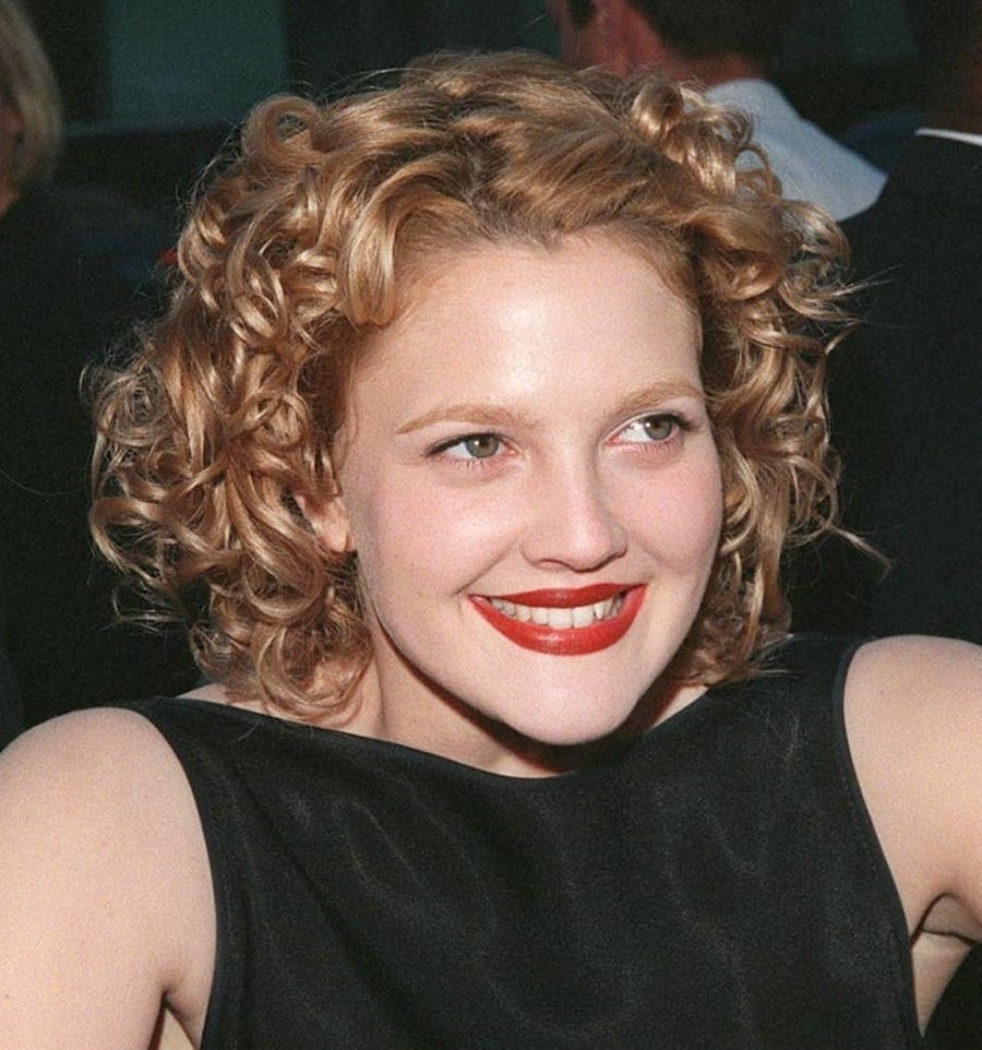 Drew Barrymore With Short Curly Hair