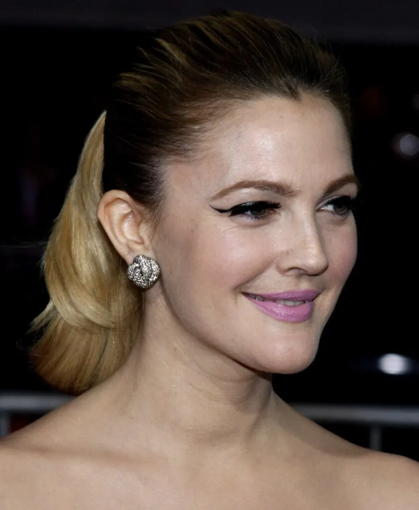 Drew Barrymore With Slick Back Ponytail