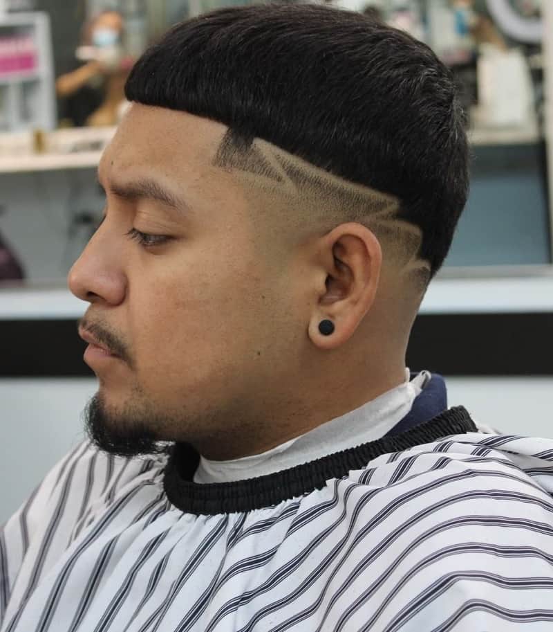 Drop Fade Haircut with Design for Men