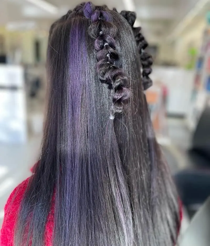 Dutch Braids on Black and Purple Hair