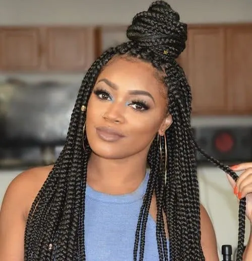 jumbo box braids hairstyle with updos