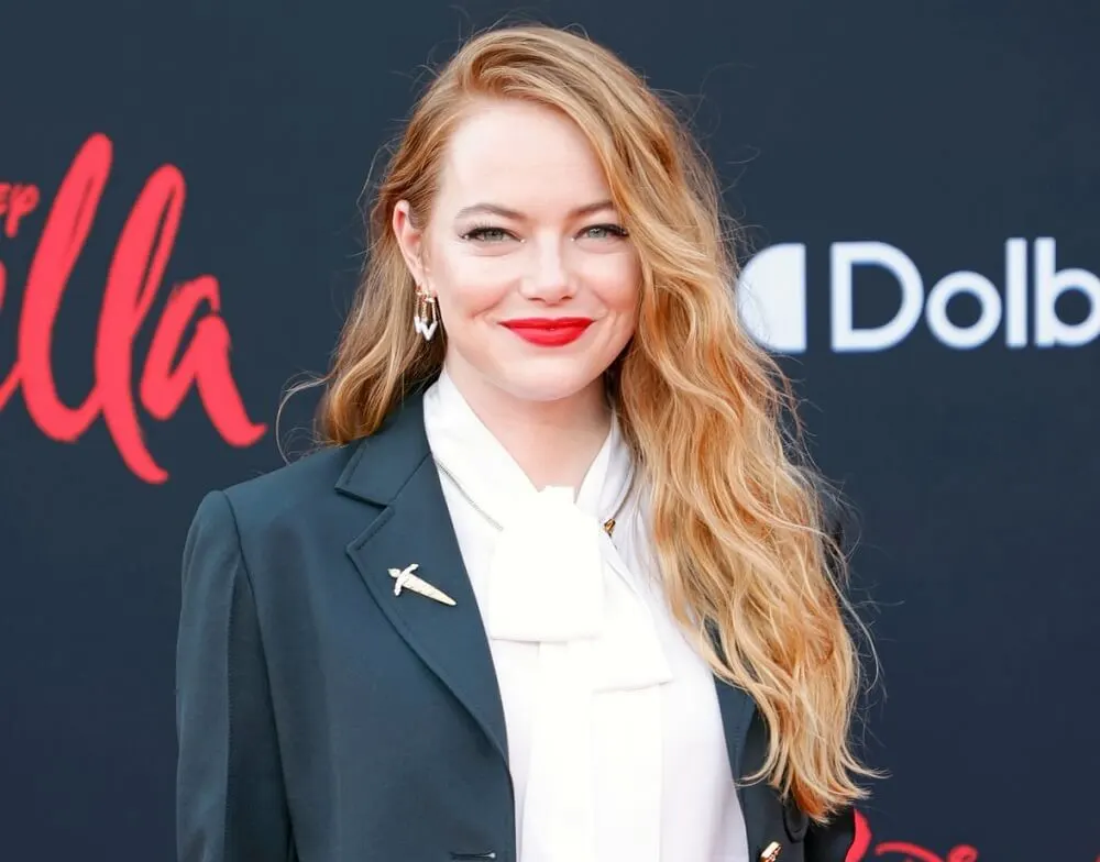 Emma Stone with long wavy blonde hair